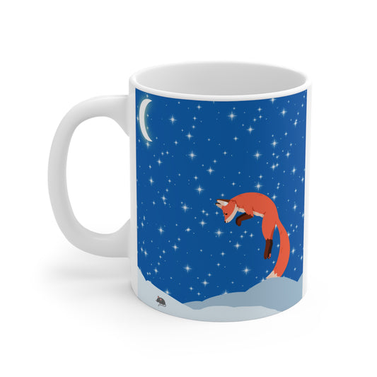 Snow Jumping Fox Mug 11oz