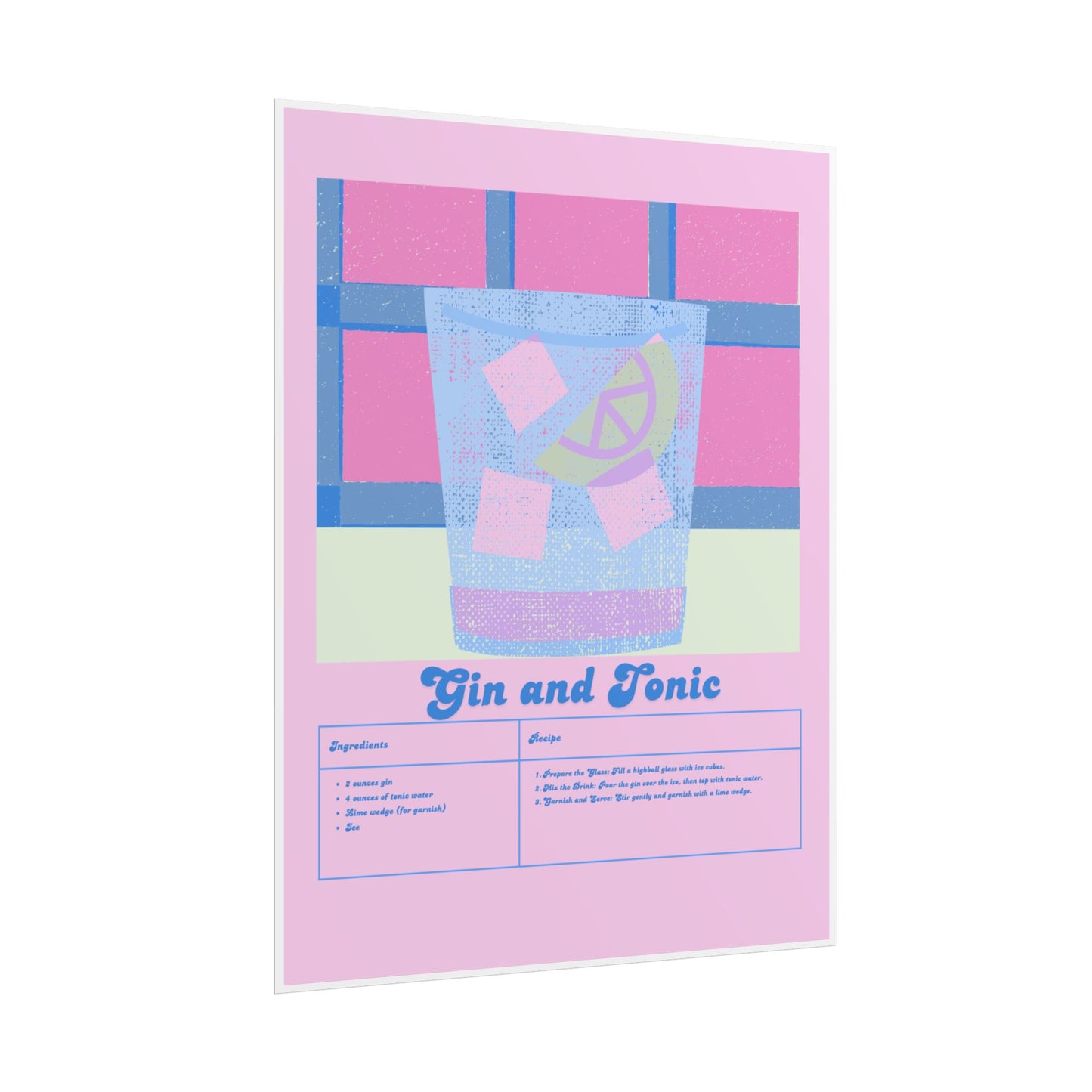 Gin and Tonic Illustration  Vertical Poster SMALL EU