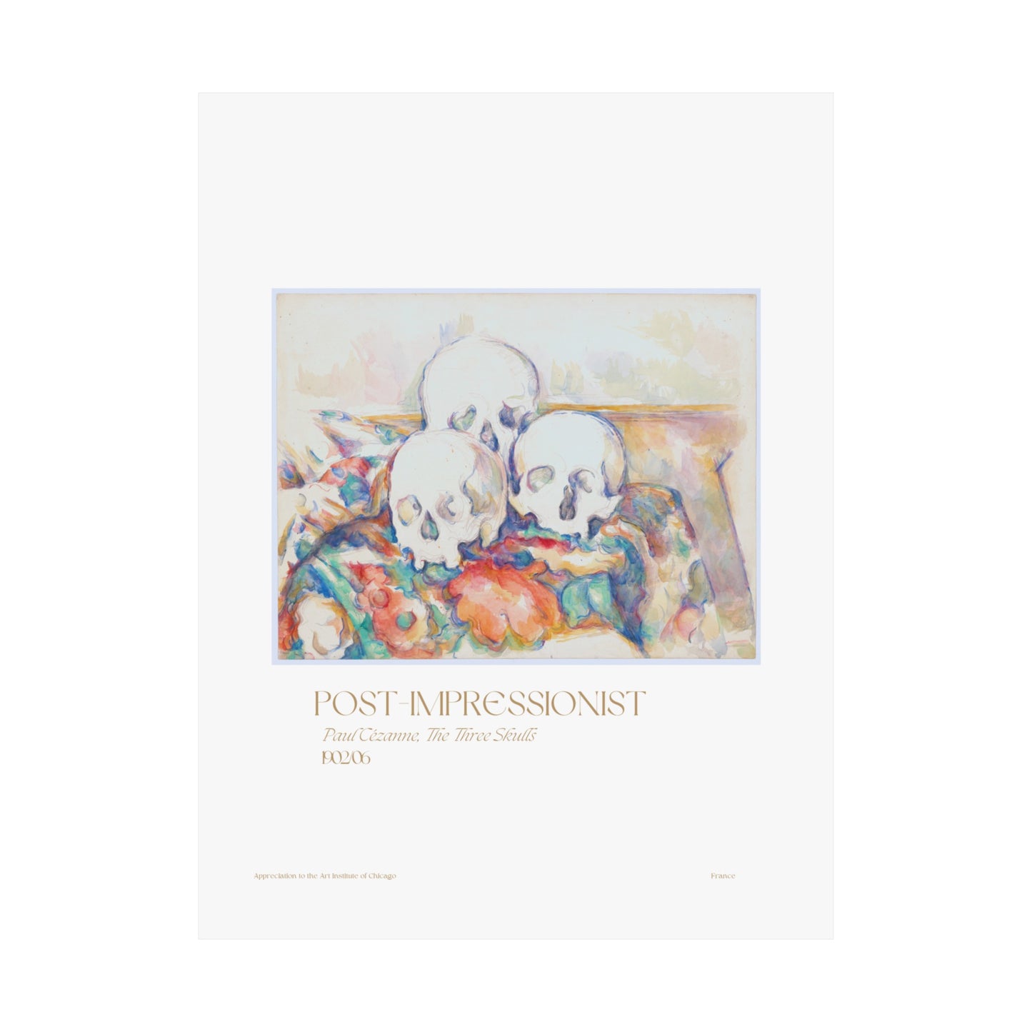 Paul Cézanne, The Three Skulls 1903/06 Vertical Poster