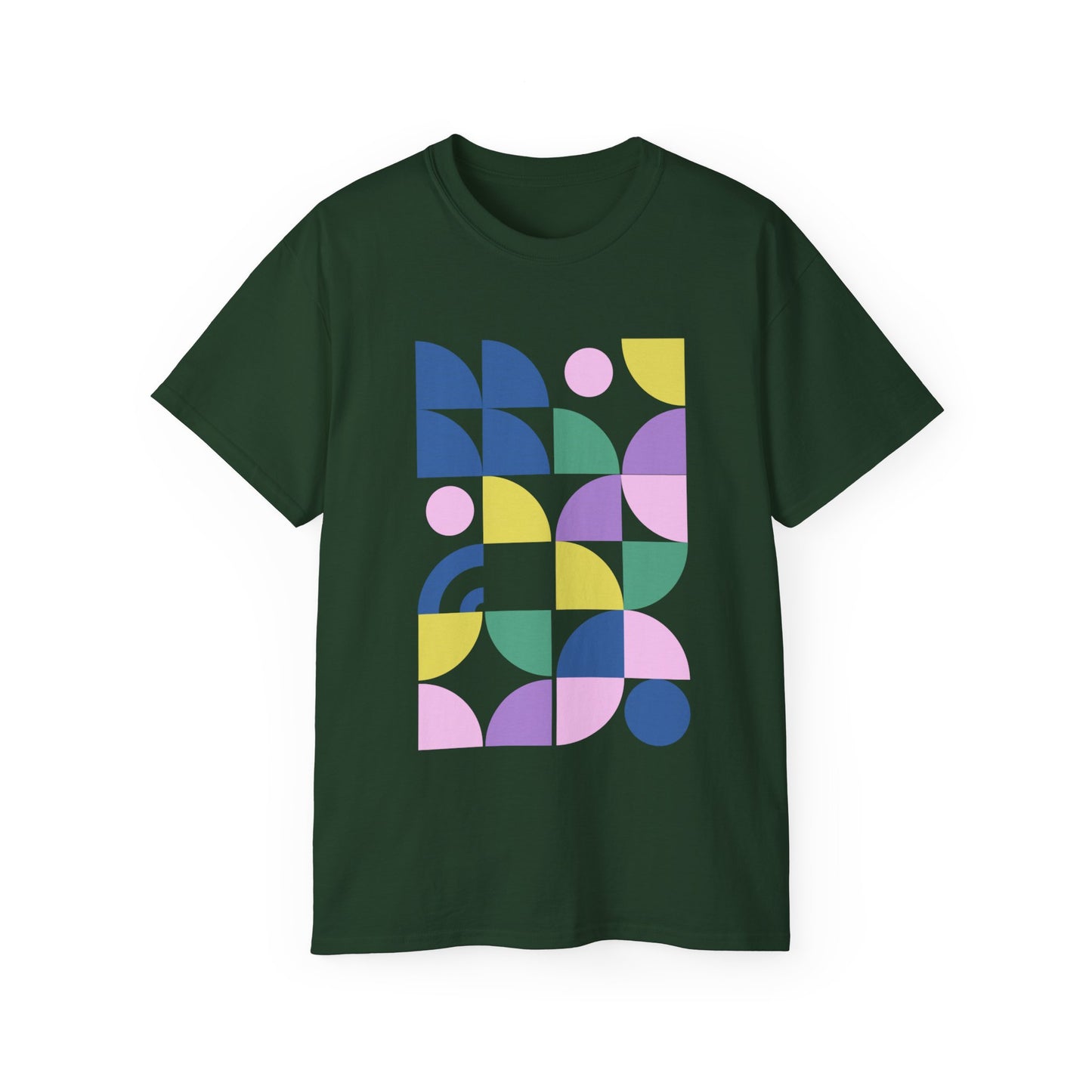 Camiseta de algodón ultra suave con ilustración de formas en colores pastel de la UE