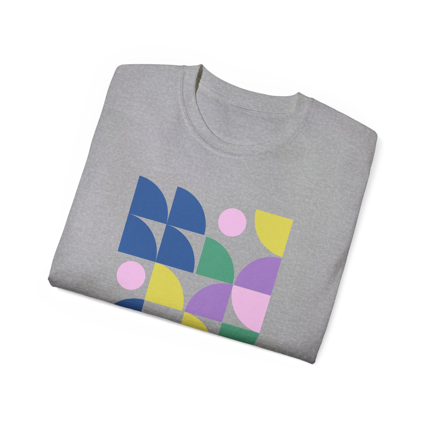 Camiseta de algodón ultra suave con ilustración de formas en colores pastel de la UE