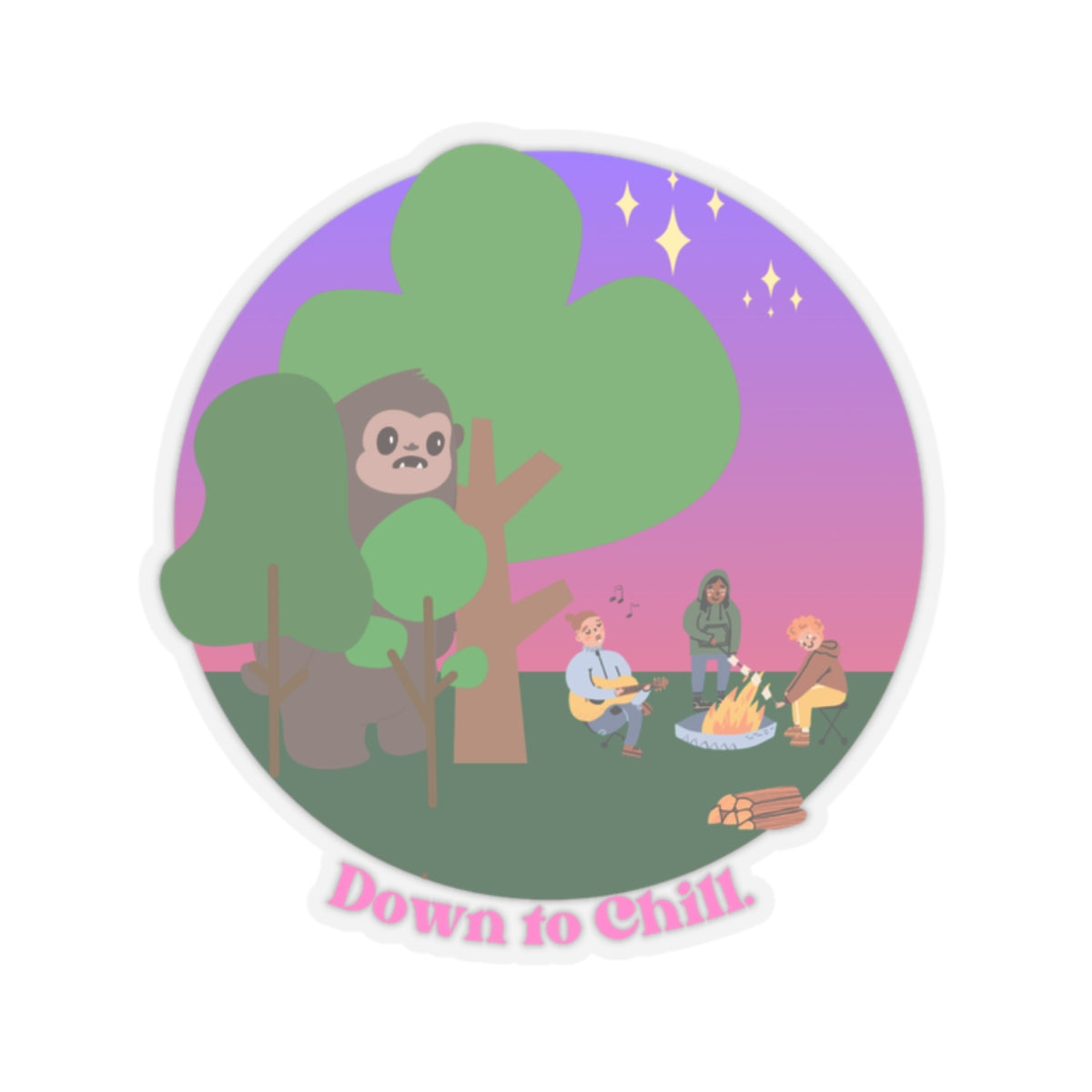 Down to Chill Bigfoot Kiss-Cut Stickers