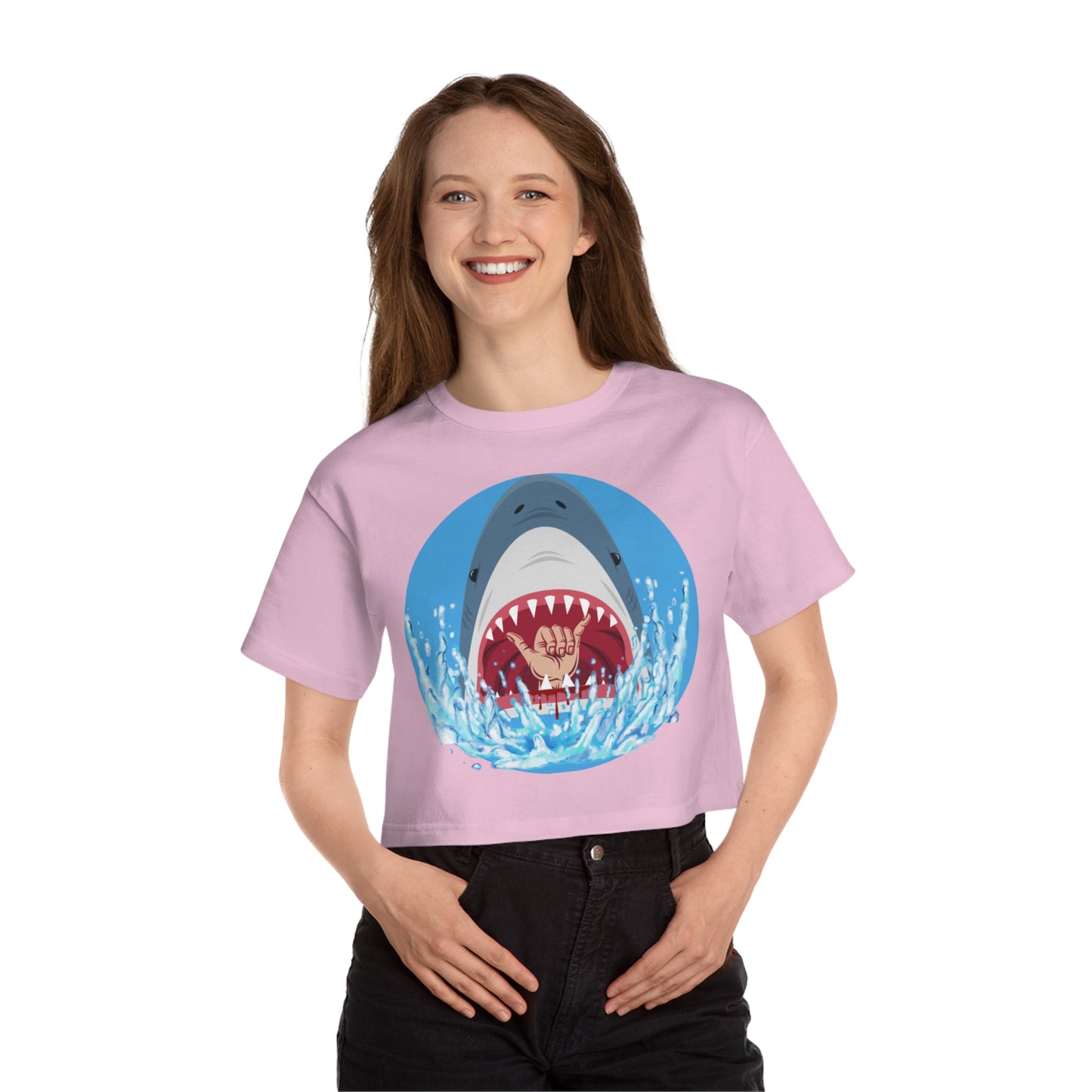 Surfin' Shark Champion Women's Heritage Cropped T-Shirt