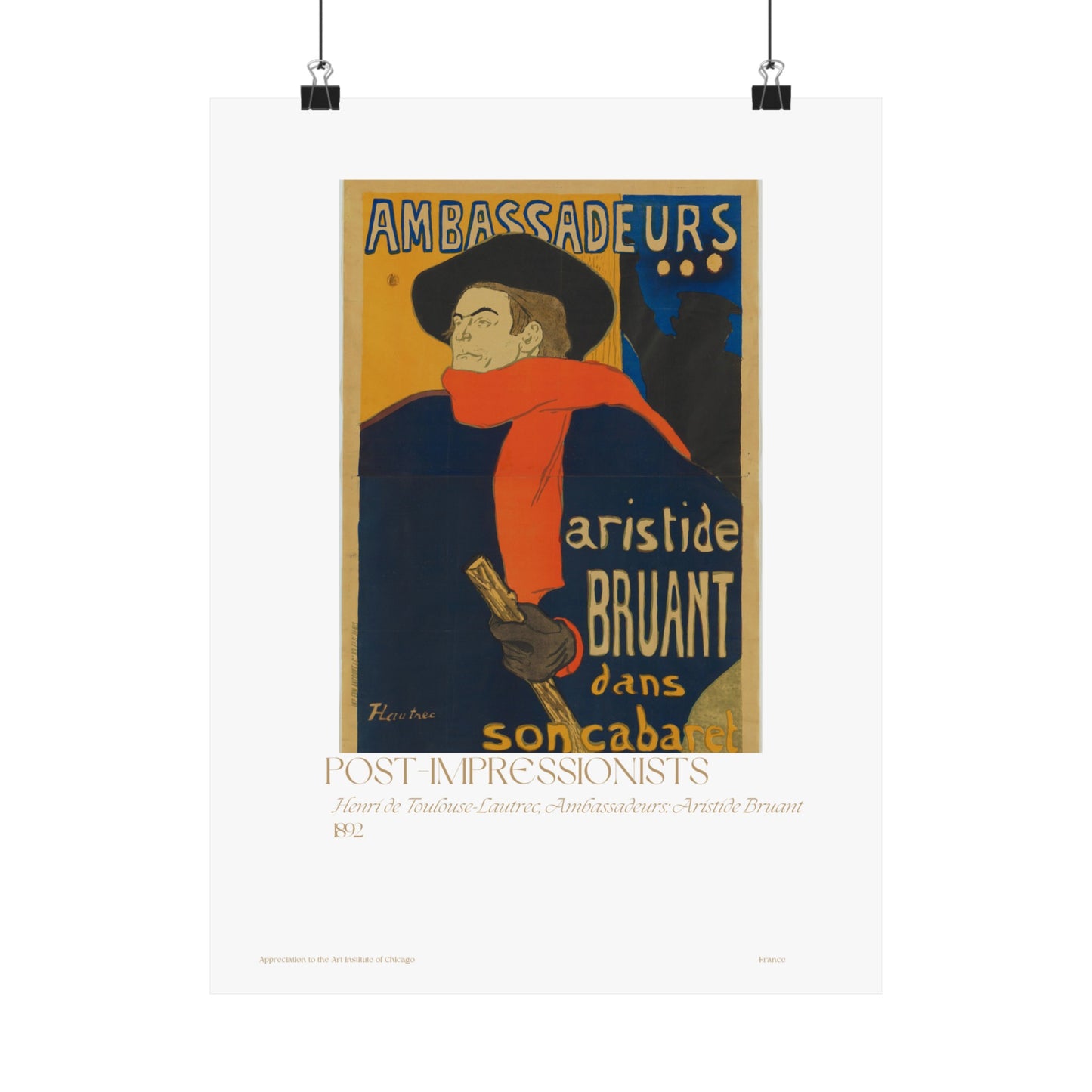 Henri de Toulouse-Lautrec, Ambassadeurs: Aristide Bruant 1892 Vertical Poster