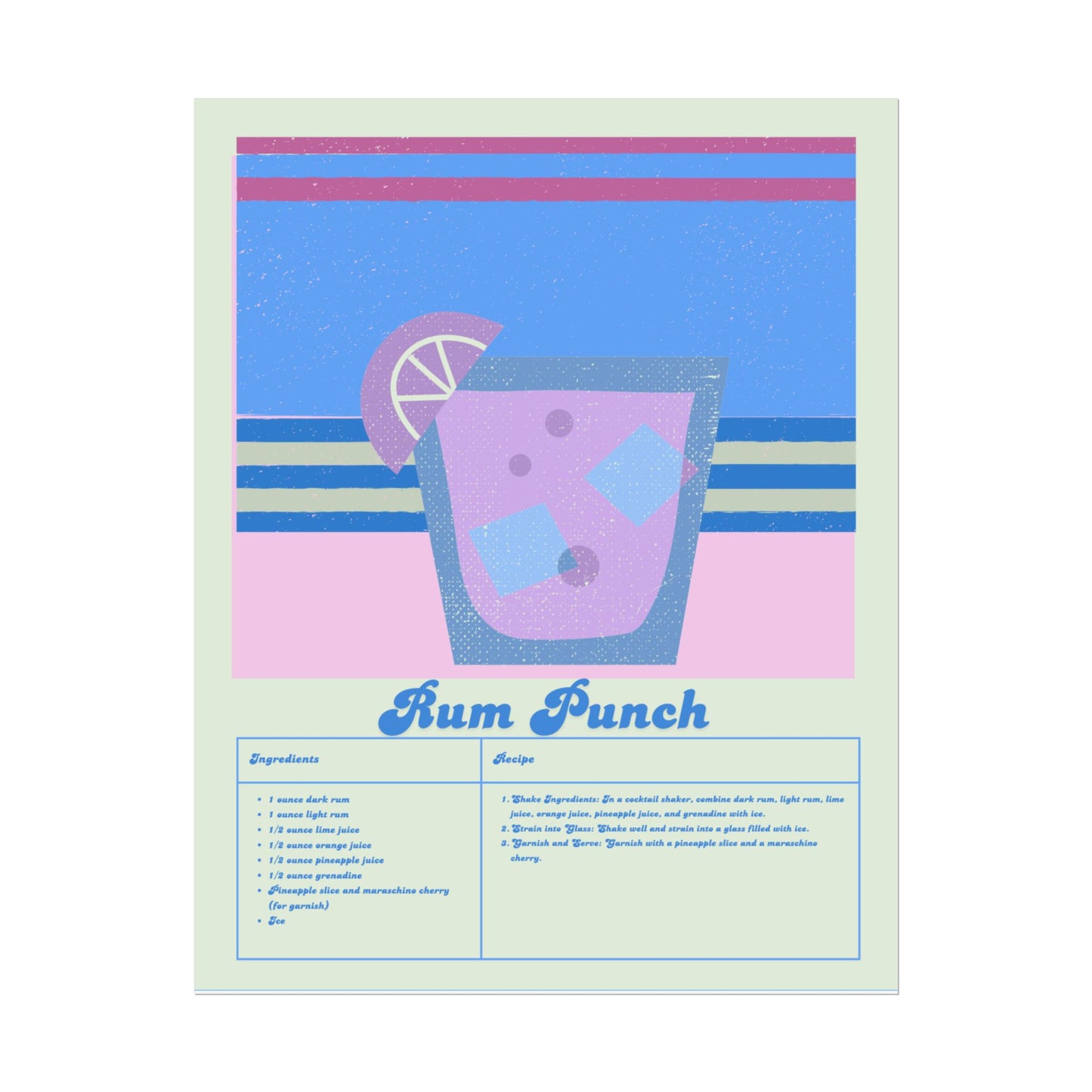 Rum Punch Illustration Vertical Poster SMALL EU