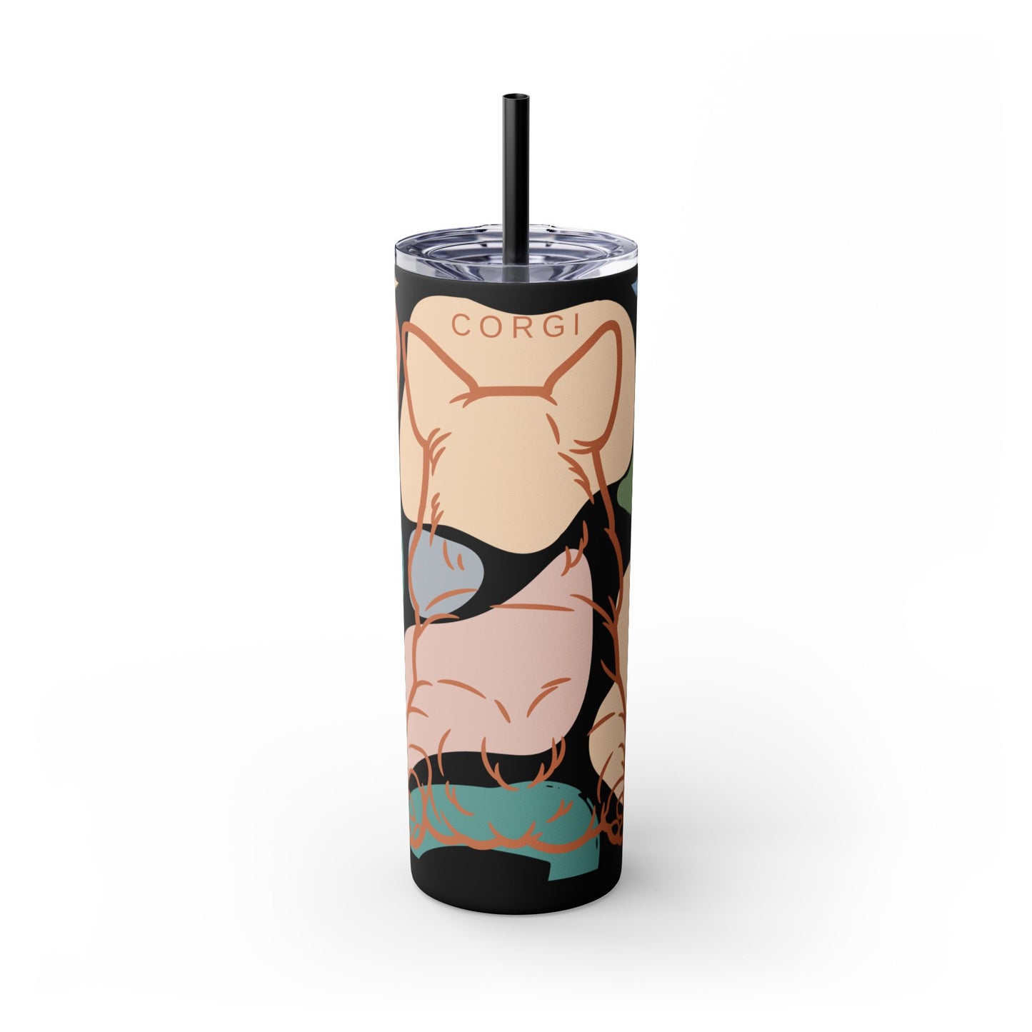 Cute Corgi Rump Skinny Tumbler with Straw, 20oz