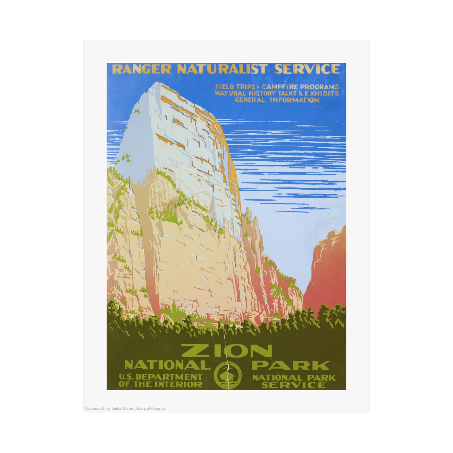 Zion National Park Illustration Vertical Poster