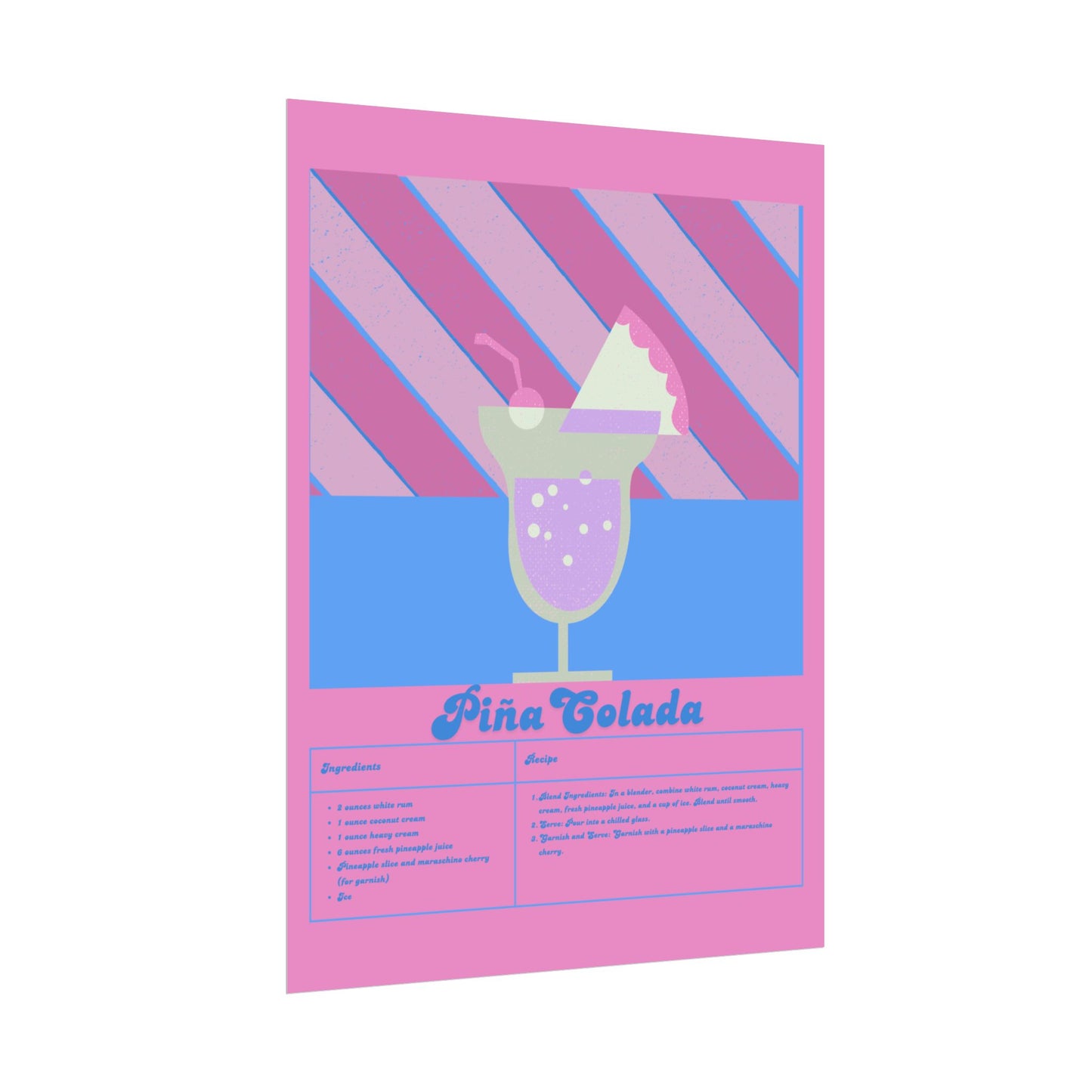 Pina Colada Illustration Vertical Poster LARGE EU