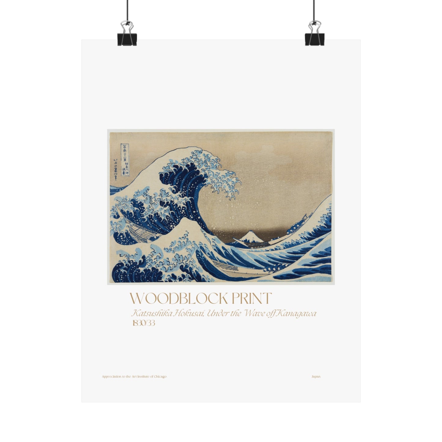 Katsushika Hokusai, Under the Wave off Kanagawa Japan1830/33 Vertical Poster