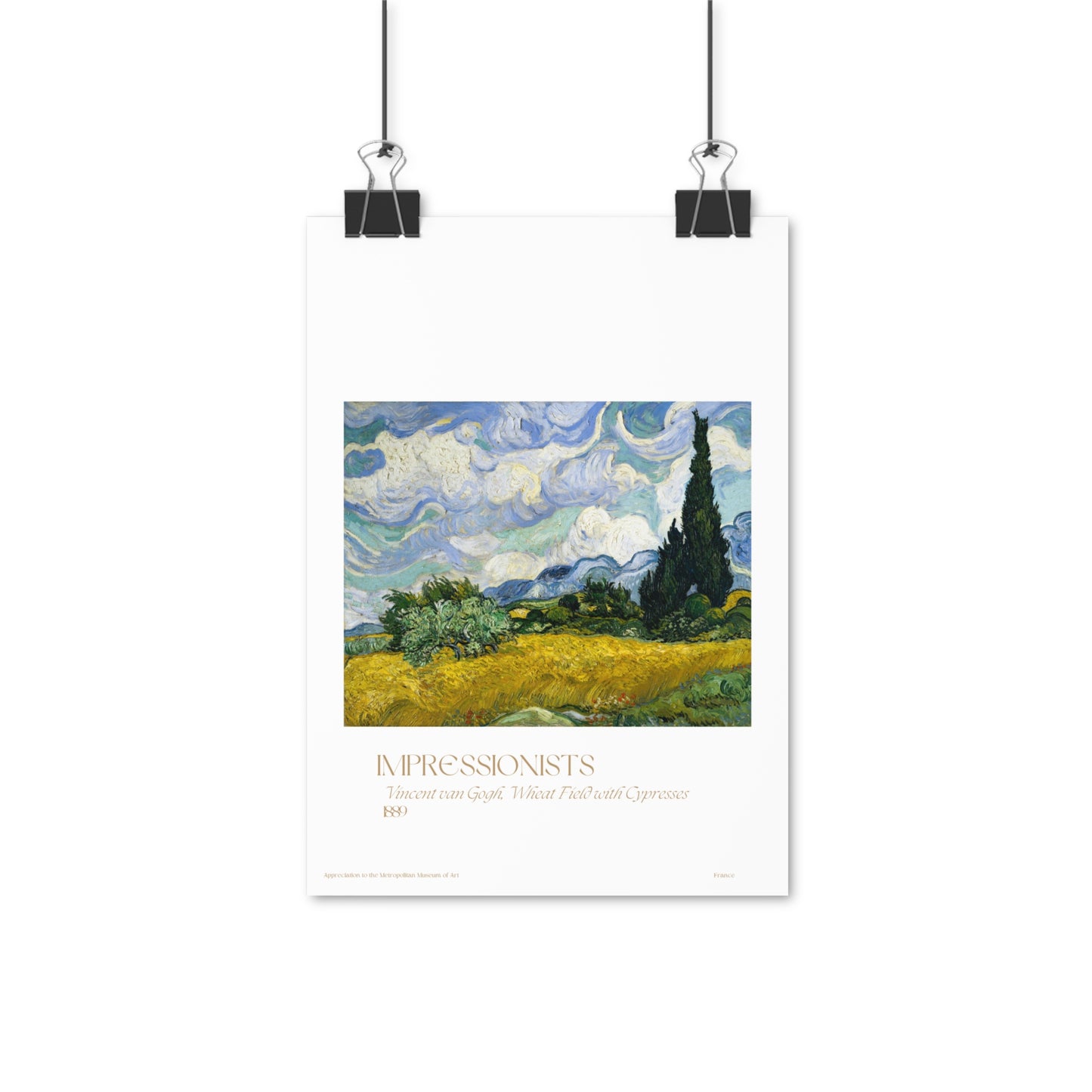 Vincent van Gogh, Wheat Field with Cypresses 1889 Vertical Poster EU