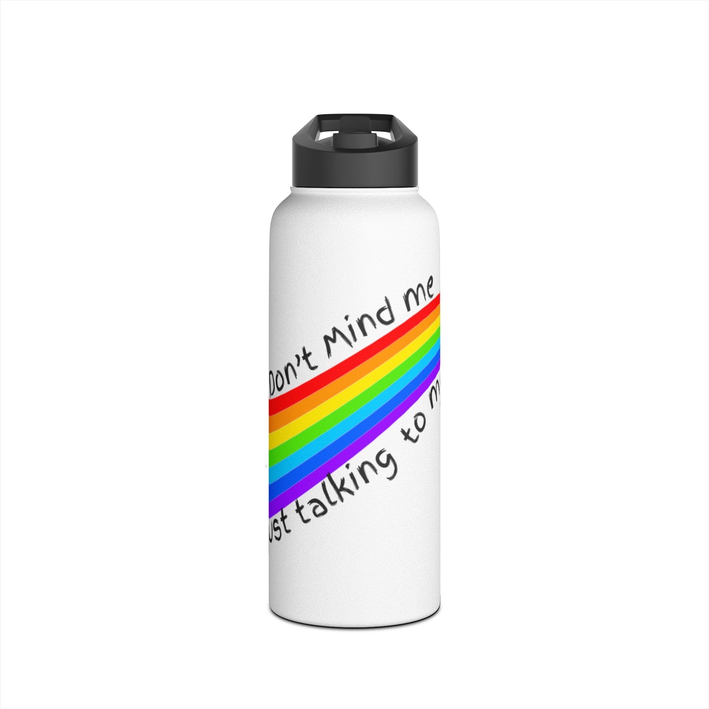 Talking to Myself Rainbow Stainless Steel Water Bottle, Standard Lid