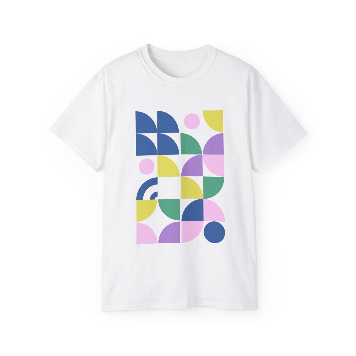 Camiseta de algodón ultra suave con ilustración de formas en colores pastel de la UE