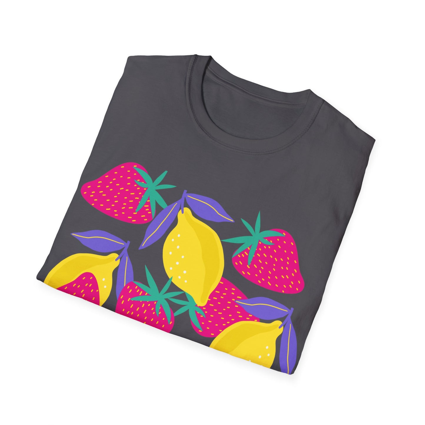 Camiseta unisex de estilo suave con limones y fresas de la UE