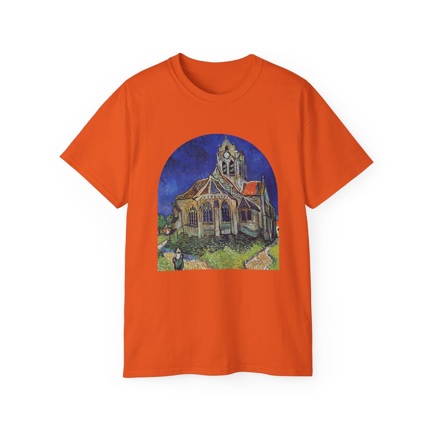 Camiseta de algodón ultra suave de Vincent Van Gogh, La iglesia de Auvers, 1890, EU