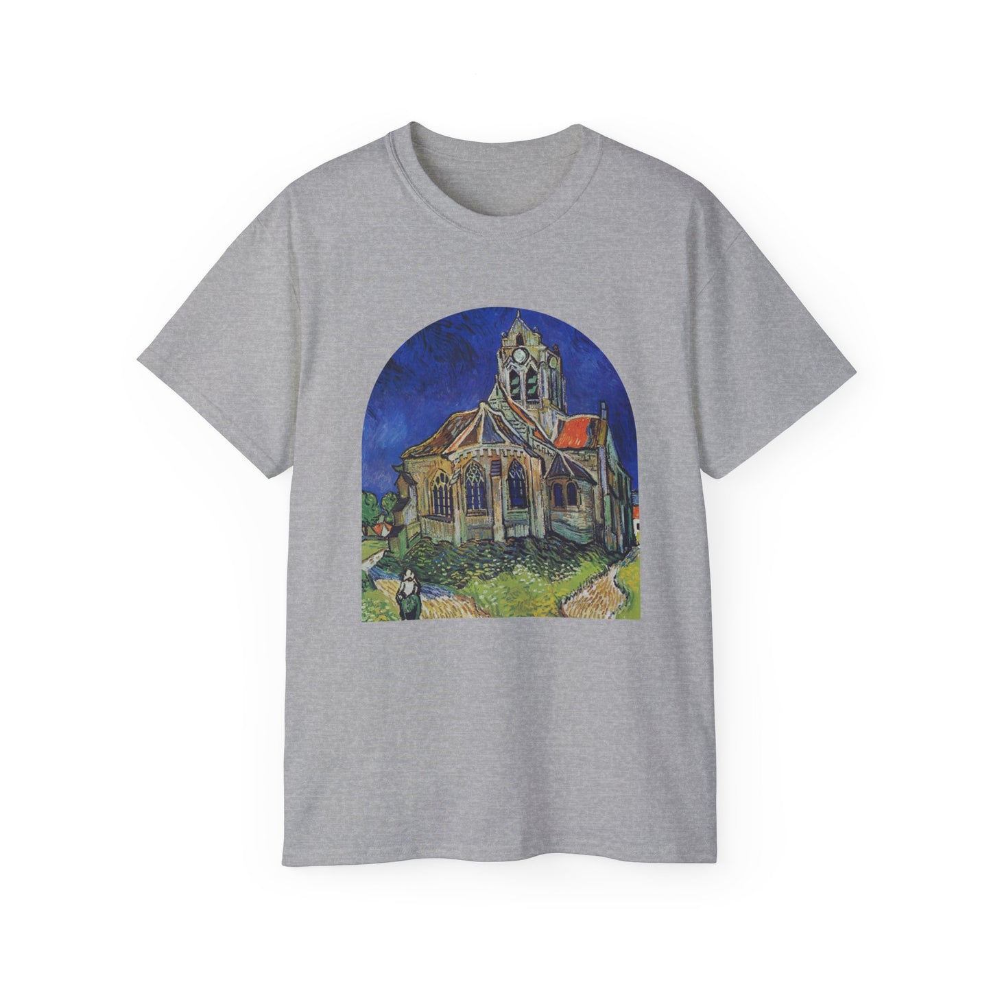 Camiseta de algodón ultra suave de Vincent Van Gogh, La iglesia de Auvers, 1890, EU