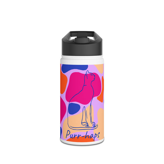 Purr-haps Cat Stainless Steel Water Bottle, Standard Lid