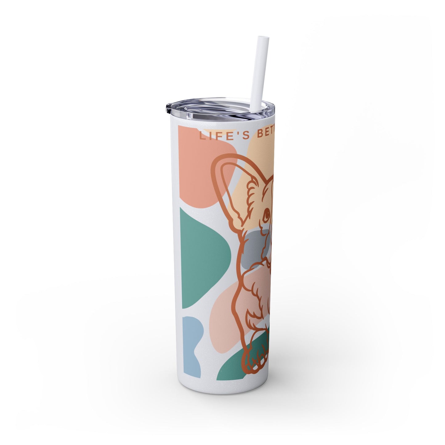 Cute Corgi Skinny Tumbler with Straw, 20oz