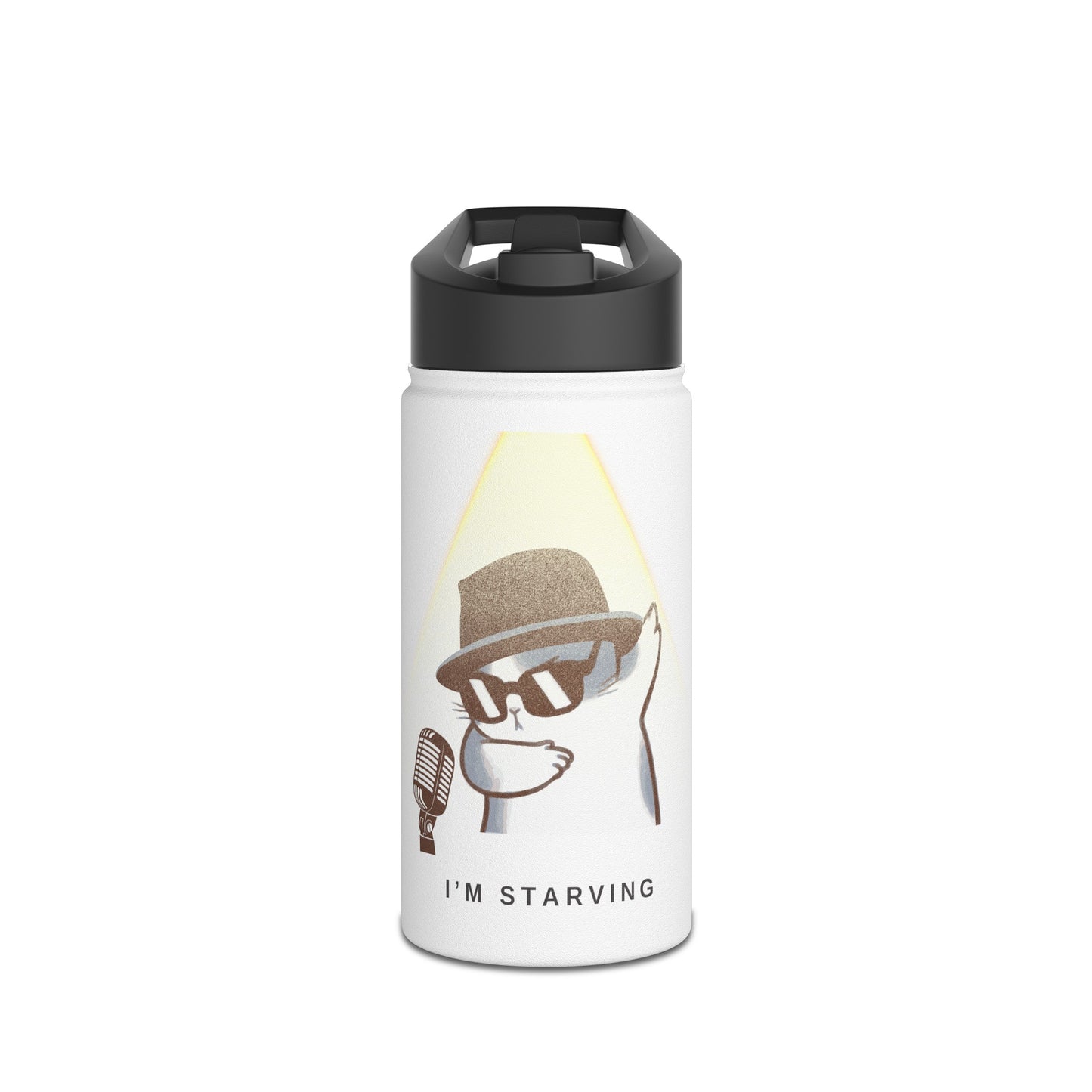 Blues Cat Stainless Steel Water Bottle, Standard Lid